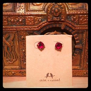 Round Ruby Stud Earrings